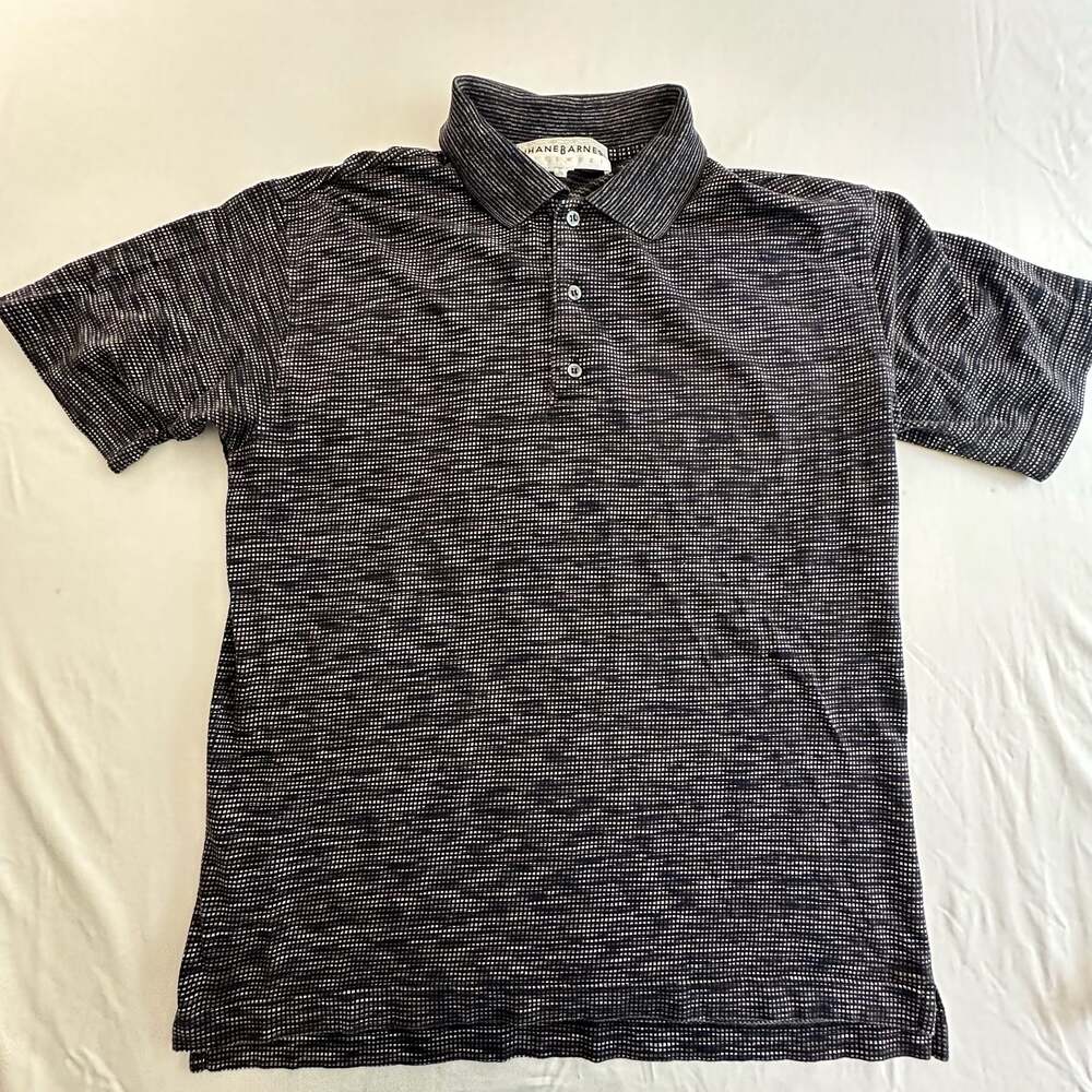Jhane Barnes Men's Made in Italy 100% Cotton Textured Grid Pattern Short Sleeve